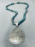 Powerful Symbolic Vintage Native American Navajo Turquoise Sterling Silver Necklace-Nativo Arts