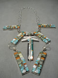 Native American Exquisite Santo Domingo Turquoise & Coral Sterling Silver Necklace & Earring Set-Nativo Arts