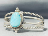 Dynamic Native American Navajo Blue Gem Turquoise Sterling Silver Bracelet-Nativo Arts