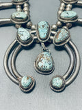 Best Vintage Native American Navajo #8 Turquoise Sterling Silver Squash Blossom Necklace-Nativo Arts