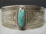 Native American Amazing Vintage Royston Turquoise Sterling Silver Bracelet Old-Nativo Arts