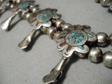 Intricate Vintage Native American Navajo Turquoise Coral Sterling Silver Squash Blossom Necklace-Nativo Arts