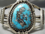 Opulent Vintage Native American Navajo Old Morenci Turquoise Sterling Silver Bracelet Old-Nativo Arts