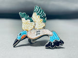 Important And Incredible Native American Zuni Turquoise Sterling Silver Hummingbird Ring-Nativo Arts