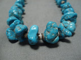 Incredible Vintage Native American Navajo Blue Gem Turquoise Sterling Silver Necklace-Nativo Arts
