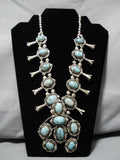 Rare Vintage Native American Navajo Mcginnis Turquoise Sterling Silver Squash Blossom Necklace-Nativo Arts