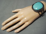 Bold Huge Vintage Native American Navajo Light Blue Turquoise Sterling Silver Bracelet-Nativo Arts