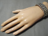 Coil Genius Native American Navajo Sterling Silver Hand Woven Bracelet Havy Cuff-Nativo Arts