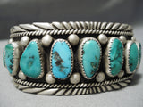 Stunning Vintage Navajo Blue & Green Turquoise Sterling Silver Bracelet Native American-Nativo Arts