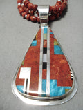 Native American Important Danial Coriz Santo Domingo Turquoise Sterling Silver Necklace-Nativo Arts