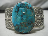 Heavy 139 Grams Native American Blue Wind Turquoise Sterling Silver Bracelet-Nativo Arts