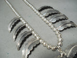 Kenny Ray Vintage Native American Navajo #8 Turquoise Sterling Silver Squash Blossom Necklace-Nativo Arts