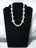 Native American Incredible Vintage Santo Domingo Old Kingman Turquoise Shell Necklace-Nativo Arts