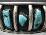 Heavy Wide Vintage Native American Navajo Hand Wrought Silver Sterling Silver Turquoise Bracelet-Nativo Arts