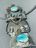 One Of The Largest Vintage Native American Navajo Kachina Turquoise Sterling Silver Necklace-Nativo Arts