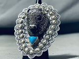Fabulous San Felipe Sleeping Beauty Turquoise Sterling Silver Buffalo Ring-Nativo Arts