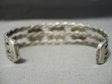 Very Early Coil Galore Heavu Vintage Native American Navajo Turquoise Sterling Silver Bracelet-Nativo Arts