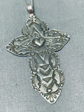 Exquisite Native American Navajo Sterling Silver Cross Necklace-Nativo Arts