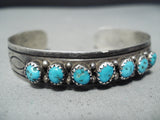 Amazing Vintage Native American Navajo Kingman Turquoise Sterling Silver Bracelet Old-Nativo Arts