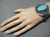 Huge Flank Vintage Native American Navajo Turquoise Sterling Silver Bracelet-Nativo Arts