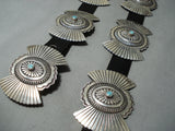 Sunshine Reeves Vintage Native American Navajo Rare Turquoise Sterling Silver Concho Belt-Nativo Arts