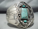 Rotating Center Vintage Native American Navajo Green Turquoise Sterling Silver Bracelet-Nativo Arts