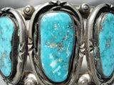 Thick Heavy Vintage Native American Navajo Old Morenci Turquoise Sterling Silver Bracelet-Nativo Arts