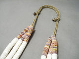 One Most Unusual Vintage Santo Domingo White Shell Native American Necklace Old-Nativo Arts