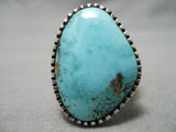 Thick And Heavy!! Vintage Native American Navajo Carico Lake Turquoise Sterling Silver Ring-Nativo Arts
