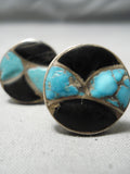 Tremendous Vintage Native American Navajo Turquoise Sterling Silver Men's Cufflinks Old-Nativo Arts