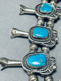 Authentic Vintage Native American Navajo Turquoise Sterling Silver Squash Blossom Necklace-Nativo Arts