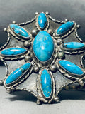 Trujillo Vintage Native American Navajo Turquoise Sun Sterling Silver Bracelet Old-Nativo Arts