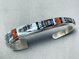 One Of The Most Intricate Native American Navajo Turquoise Micro Inlay Sterling Silver Bracelet-Nativo Arts