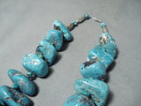 500 Grams!!! Huge Turquoise Chunk Sterling Silver Native American Navajo Necklace-Nativo Arts