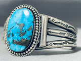 One Of The Best Female Artist Vintage Native American Navajo Turquoise Sterling Silver Bracelet-Nativo Arts