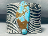 140 Grams Heavy Swirl #8 Turquoise Sterling Silver Bracelet-Nativo Arts