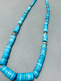 Native American Stunning Vintage Santo Domingo Graduating Turquoise Sterling Silver Necklace-Nativo Arts