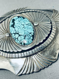One Of The Best Vintage Native American Navajo Spiderweb Turquoise Sterling Silver Buckle-Nativo Arts