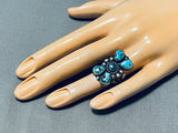Native American Phenomenal Vintage Navajo Pilot Mountain Turquoise Sterling Silver Ring-Nativo Arts