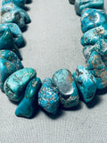 308 Gram Mind Blowing Native American Navajo Turquoise Nugget Sterling Silver Tube Necklace-Nativo Arts