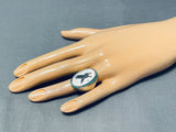 Ben Becenti Vintage Native American Navajo Blue Gem Turquoise Sterling Silver Eagle Ring-Nativo Arts