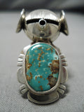 Incredible Detailed Native American Navajo Royston Turquoise Sterling Silver Kachina Ring-Nativo Arts