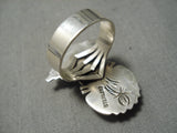 Detailed!! Vintage Native American Navajo Green Turquoise Sterling Silver Kachina Ring-Nativo Arts