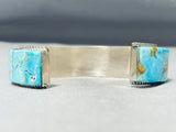 Beautiful Native American Navajo Turquoise Inlay Sterling Silver Large Bracelet-Nativo Arts