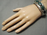 Very Rare Vintage Native American Navajo Green Red Mountain Turquoise Sterling Silver Bracelet-Nativo Arts