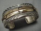 Quality 14k Gold Sterling Silver Mark Yazzie Vintage Native American Navajo Bracelet Old-Nativo Arts
