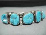 Distinctive Vintage Native American Navajo Old Kingman Turquoise Sterling Silver Bracelet-Nativo Arts