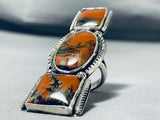 One Of The Biggest Ever Native American Navajo Petrified Wood Sterling Silver Ring-Nativo Arts