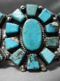 Best Vintage Native American Navajo Squared Turquoise Satellite Sterling Silver Bracelet Old-Nativo Arts
