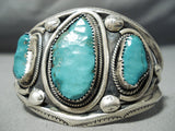 Museum Vintage Native American Navajo Turquoise Sterling Silver Heavy Bracelet-Nativo Arts